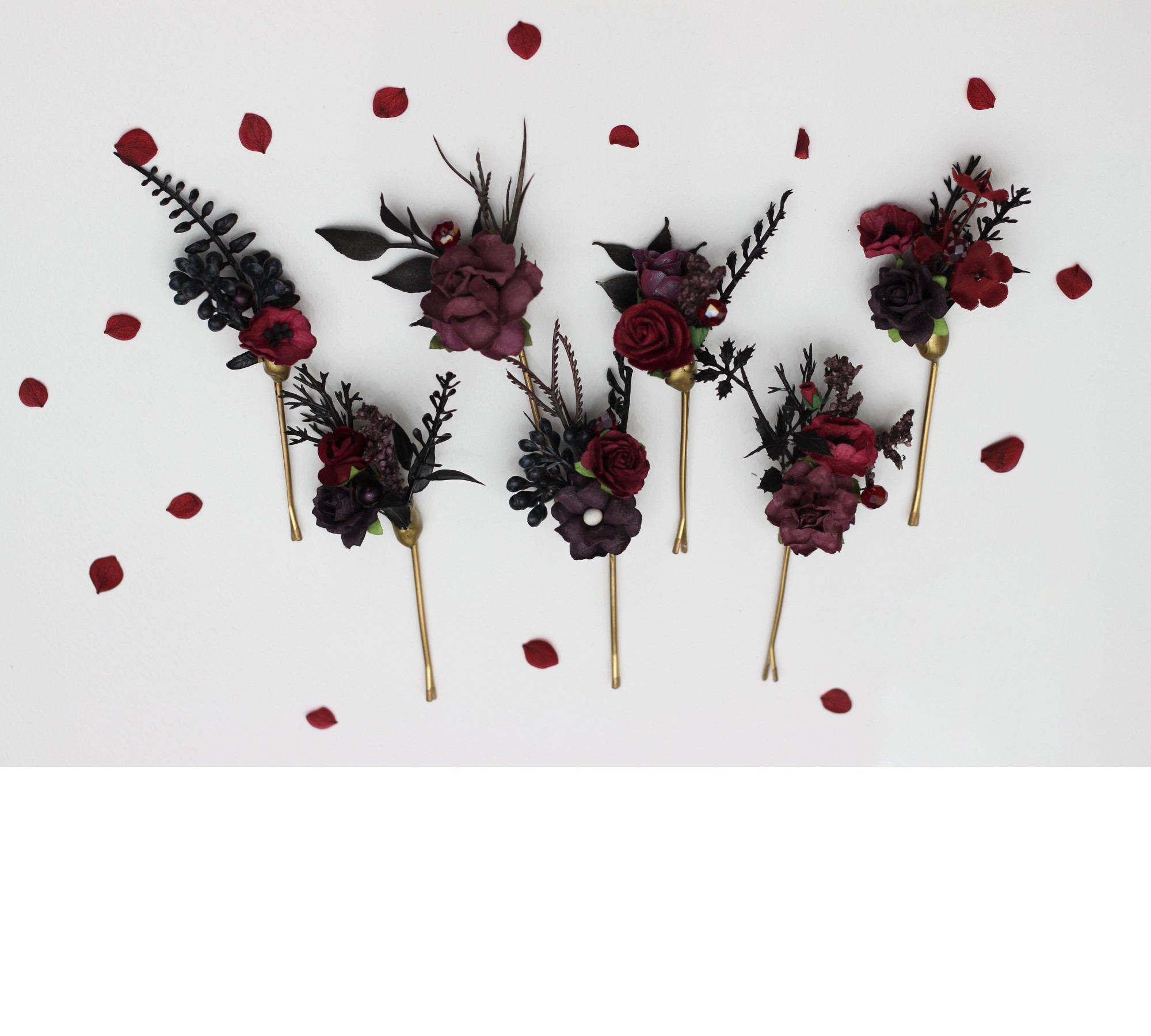 Purple, Burgundy & Black Gothic Hair Pins – Set of 7