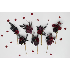 Set of 7 Hair Pins - Purple, Burgundy & Black - 5432-8029