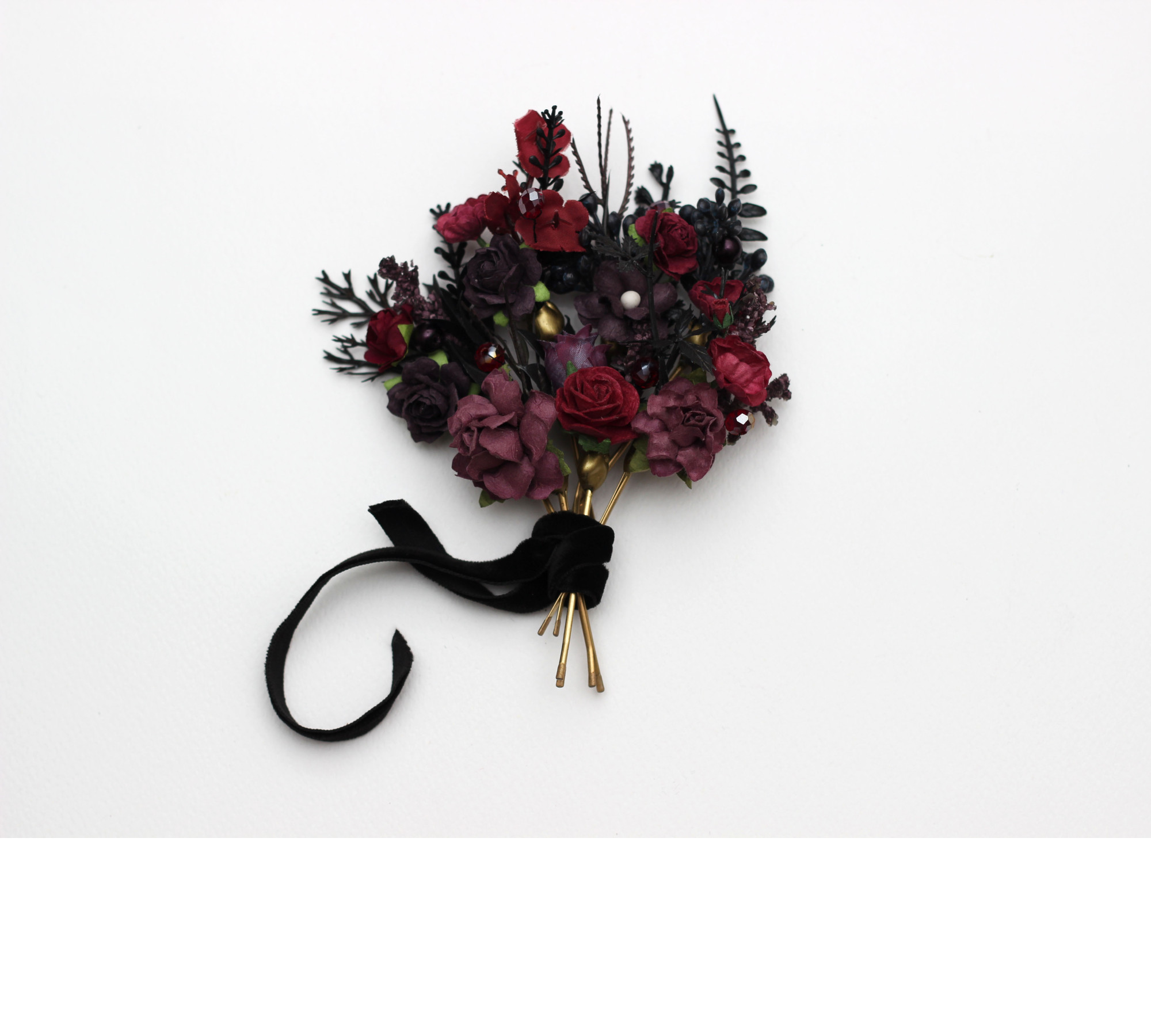Purple, Burgundy & Black Gothic Hair Pins – Set of 7