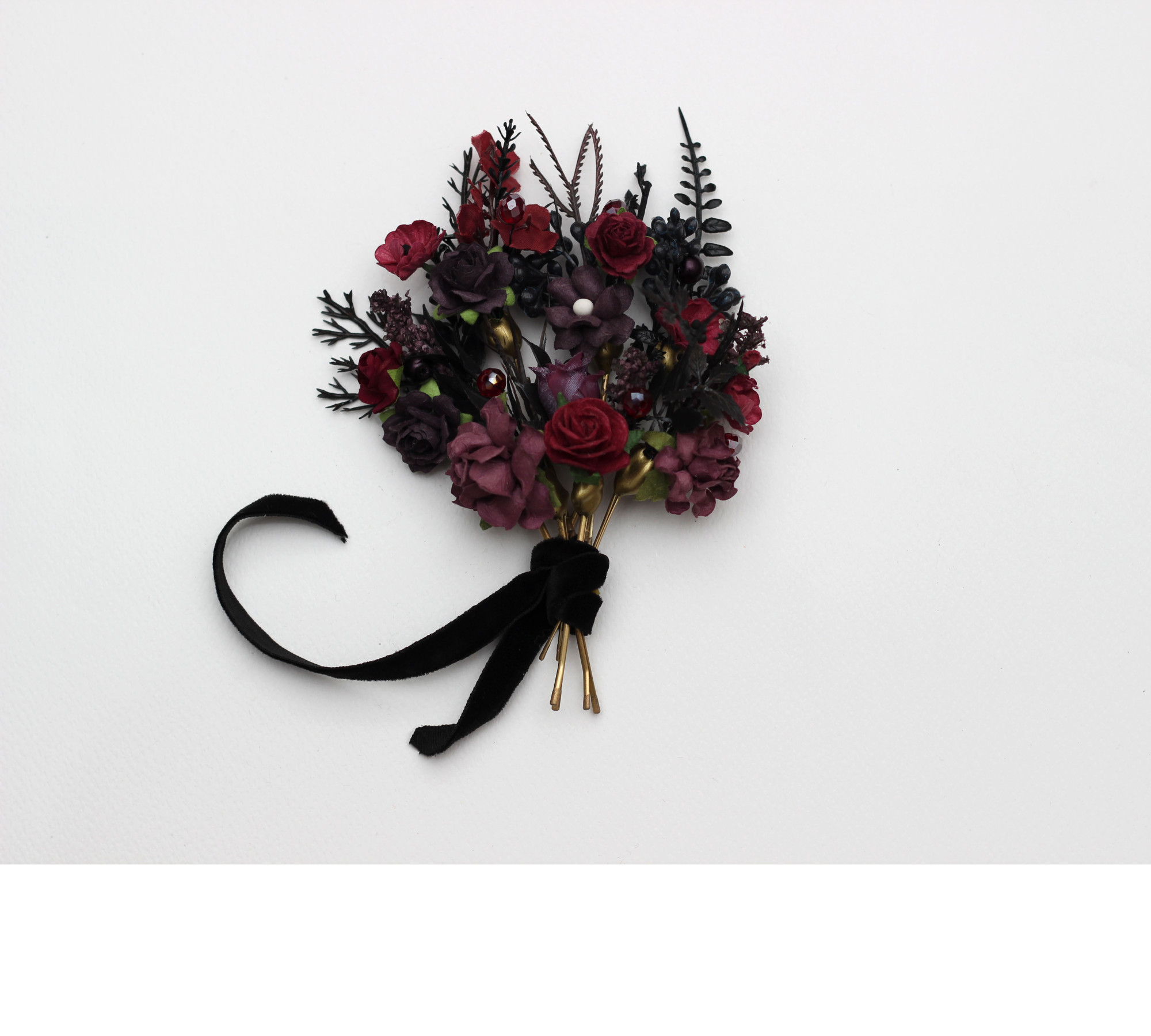Purple, Burgundy & Black Gothic Hair Pins – Set of 7