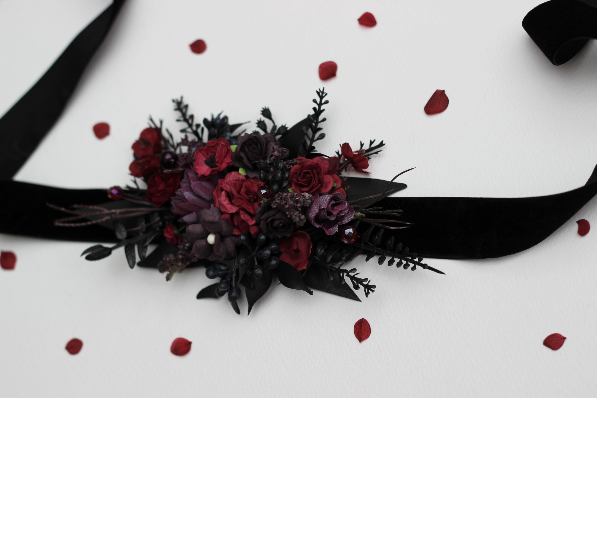 Purple, Burgundy & Black Gothic Flower Belt