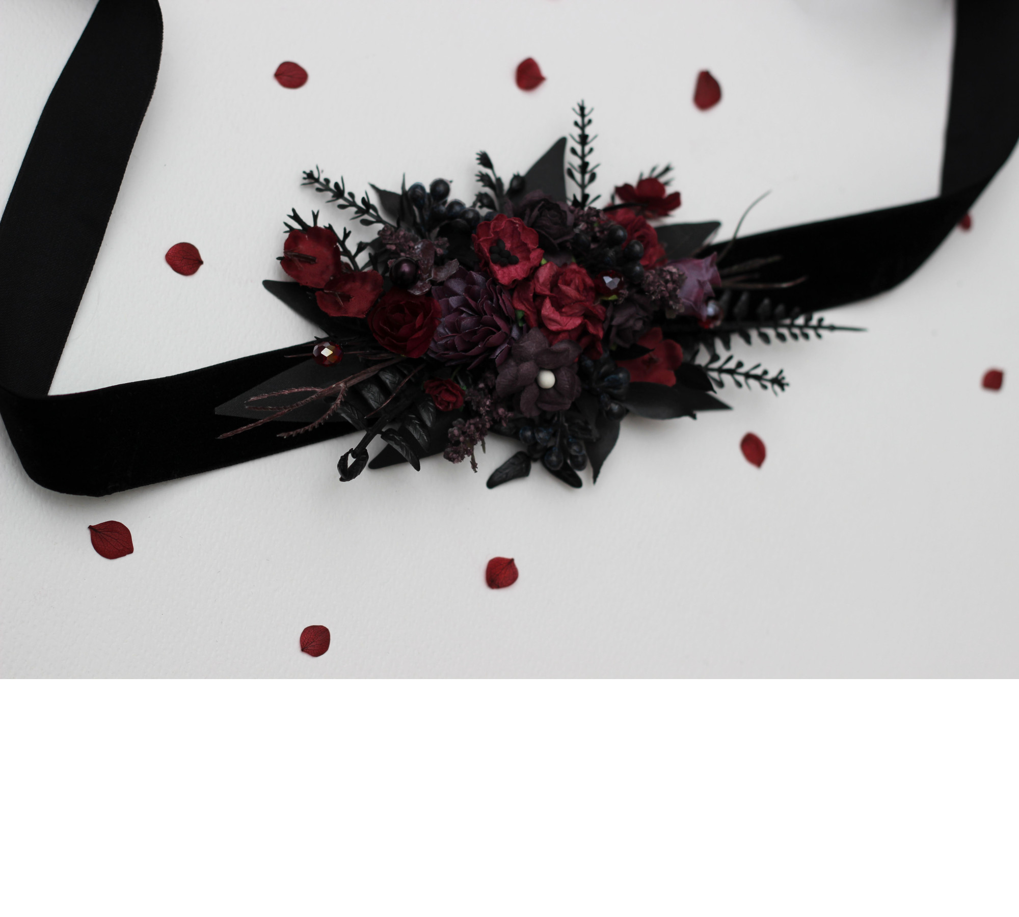 Purple, Burgundy & Black Gothic Flower Belt