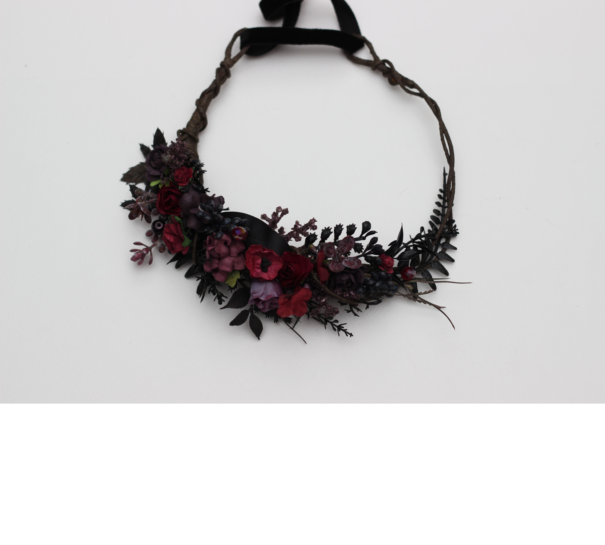 Purple, Burgundy & Black Gothic Floral Crown