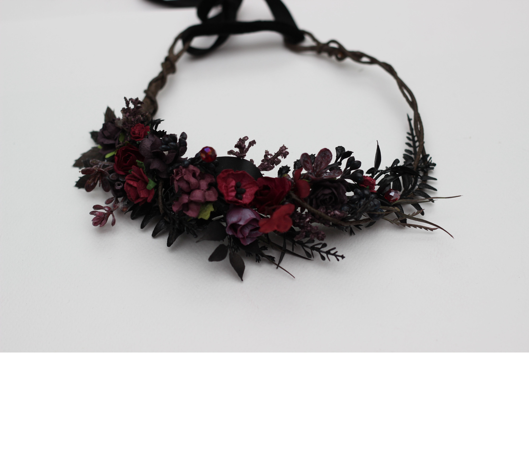 Purple, Burgundy & Black Gothic Floral Crown