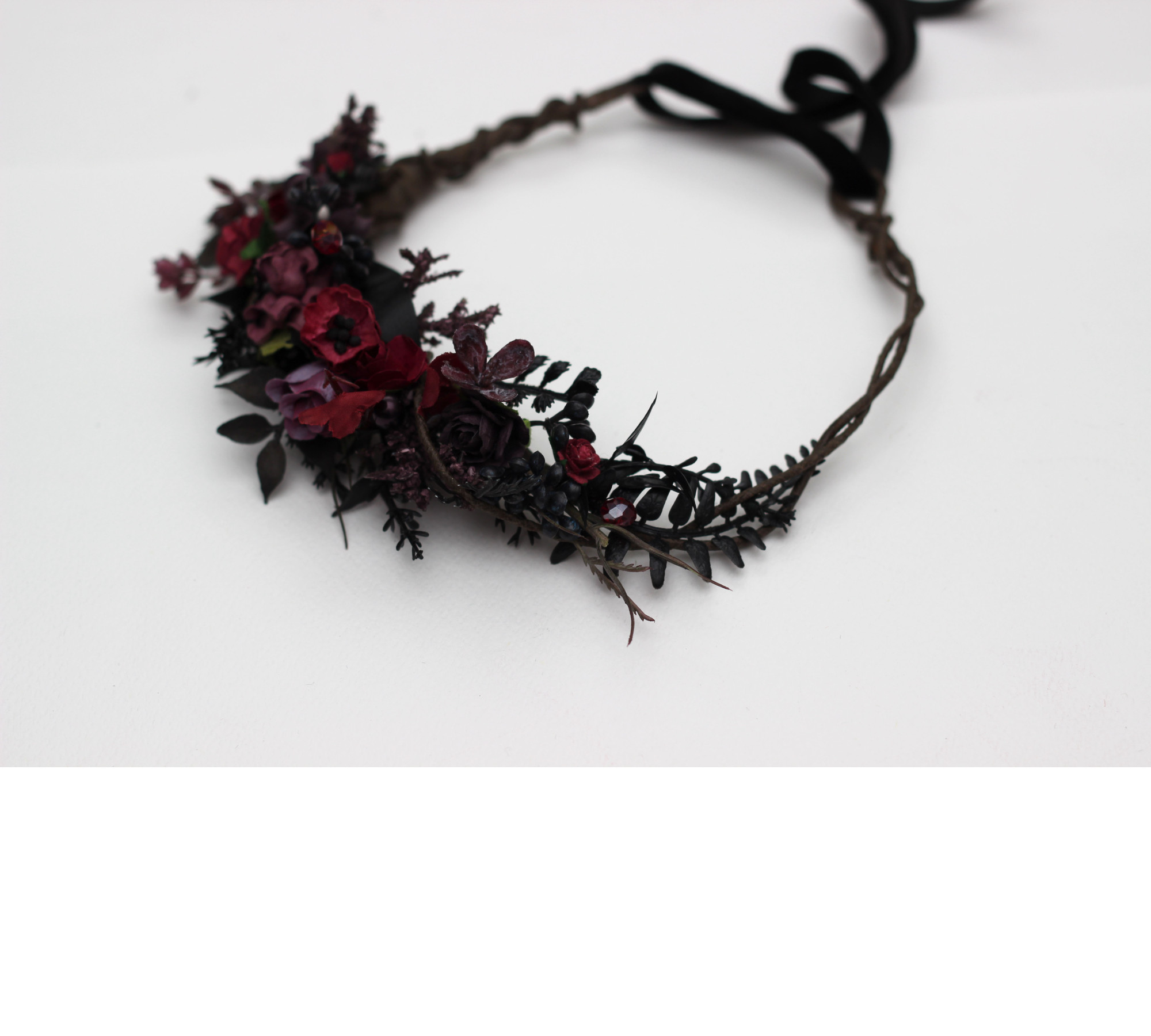 Purple, Burgundy & Black Gothic Floral Crown