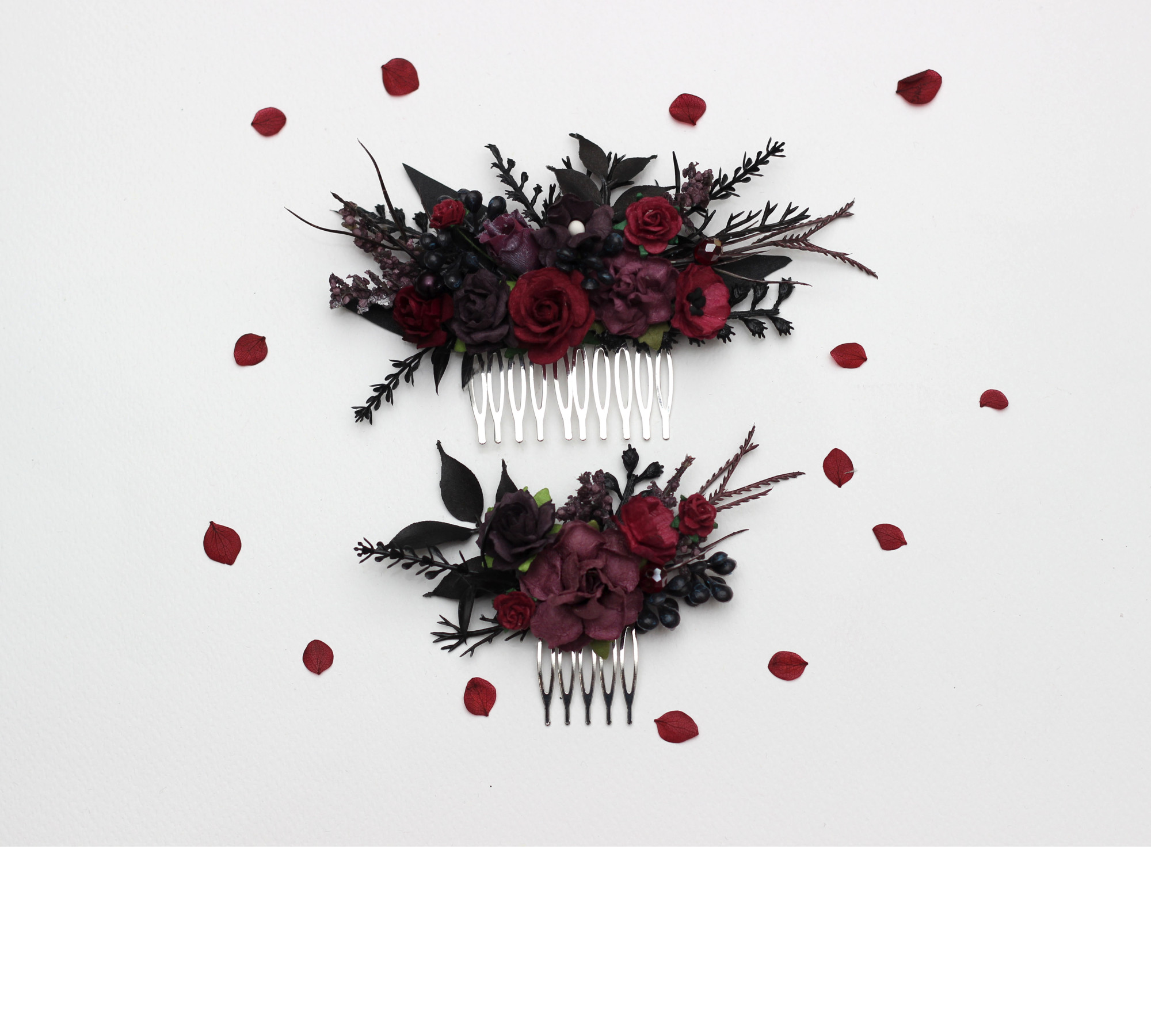 Purple, Burgundy & Black Gothic Floral Hair Clips Purple, Burgundy & Black Gothic Floral Hair Clips