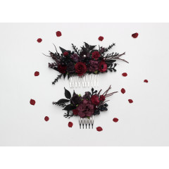 Purple, Burgundy & Black Flower Combs-5432-8029
