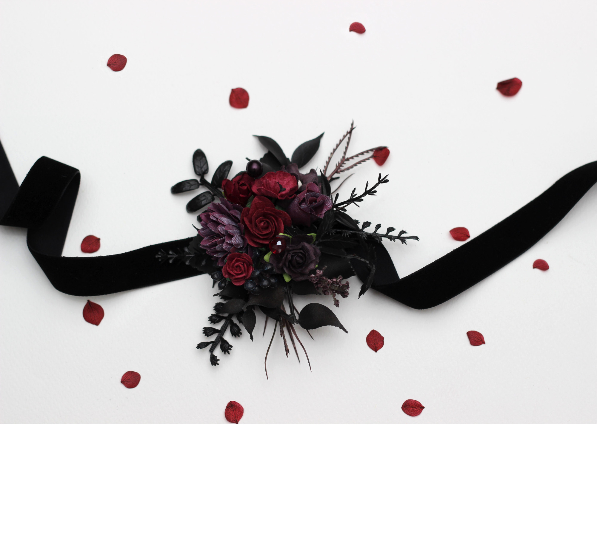 Purple, Burgundy & Black Gothic Wrist Corsage