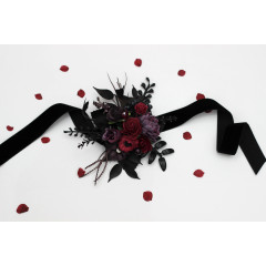 Purple, Burgundy &amp; Black Wrist Corsage - 5432-8029