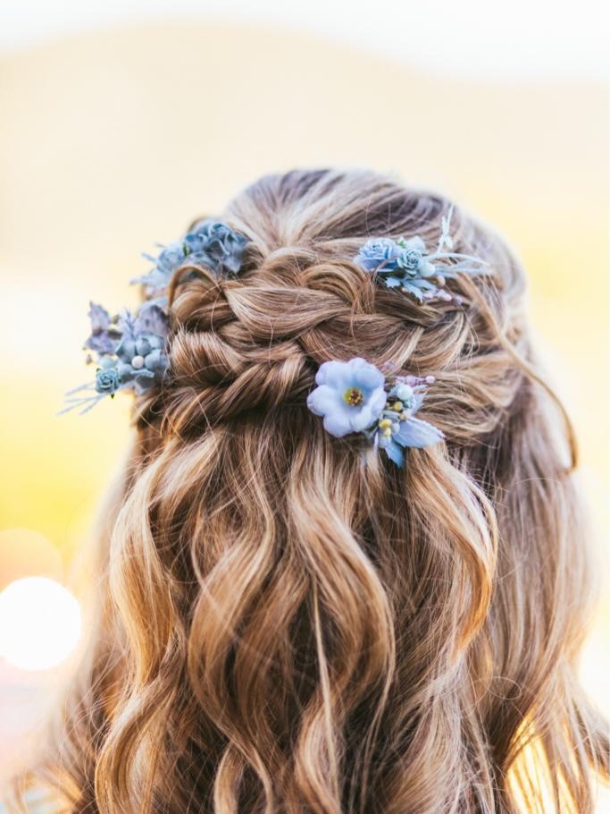 Our Collection 5360 features delicate handmade floral hair pins, available in different color combinations to complement